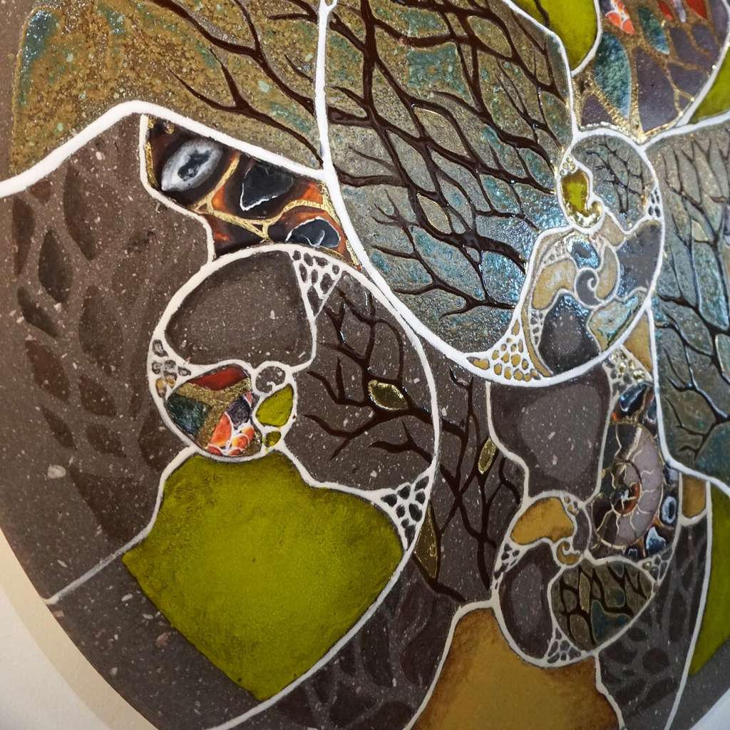 Tableau mural en lave émaillée Amonite Fractale