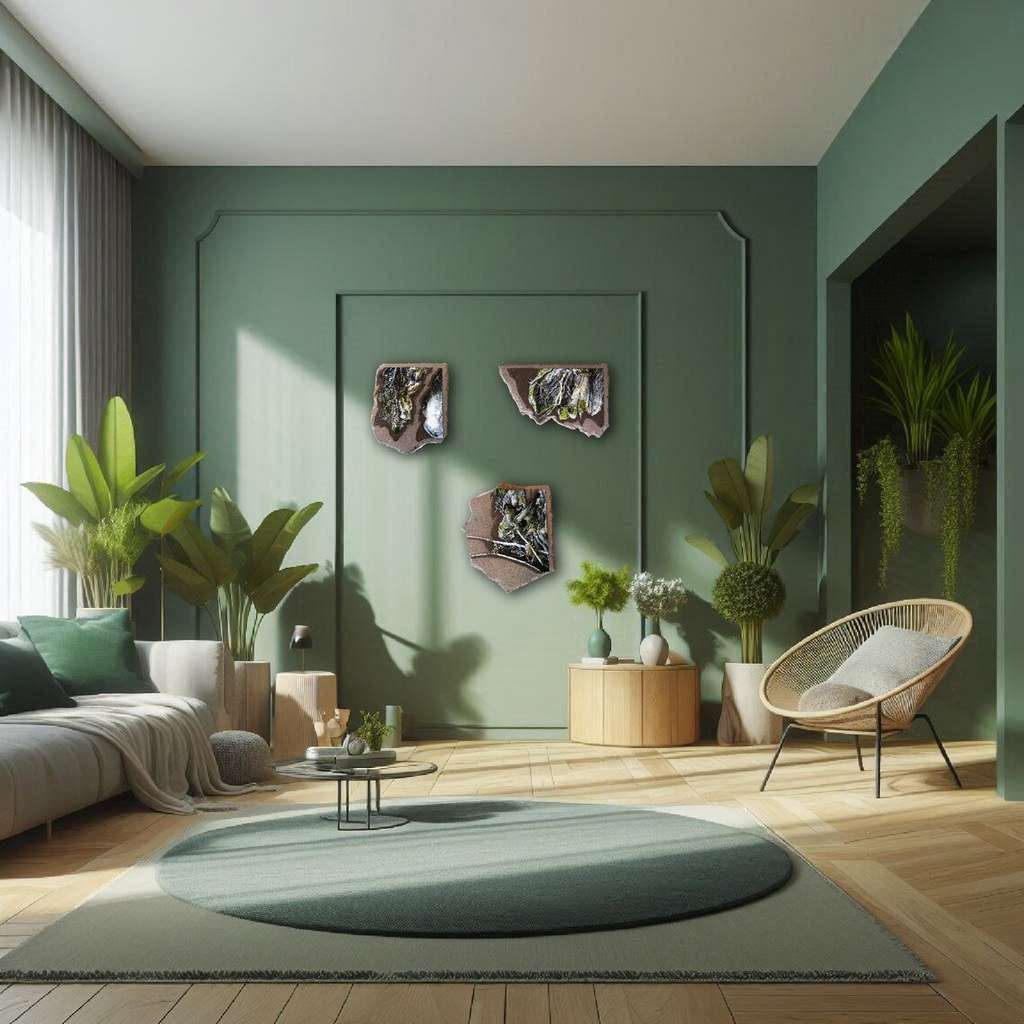 Grand tableaux en lave émaillée mangroves veinées salon