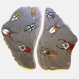 Tableau mural lave émaillée diptyque insectes