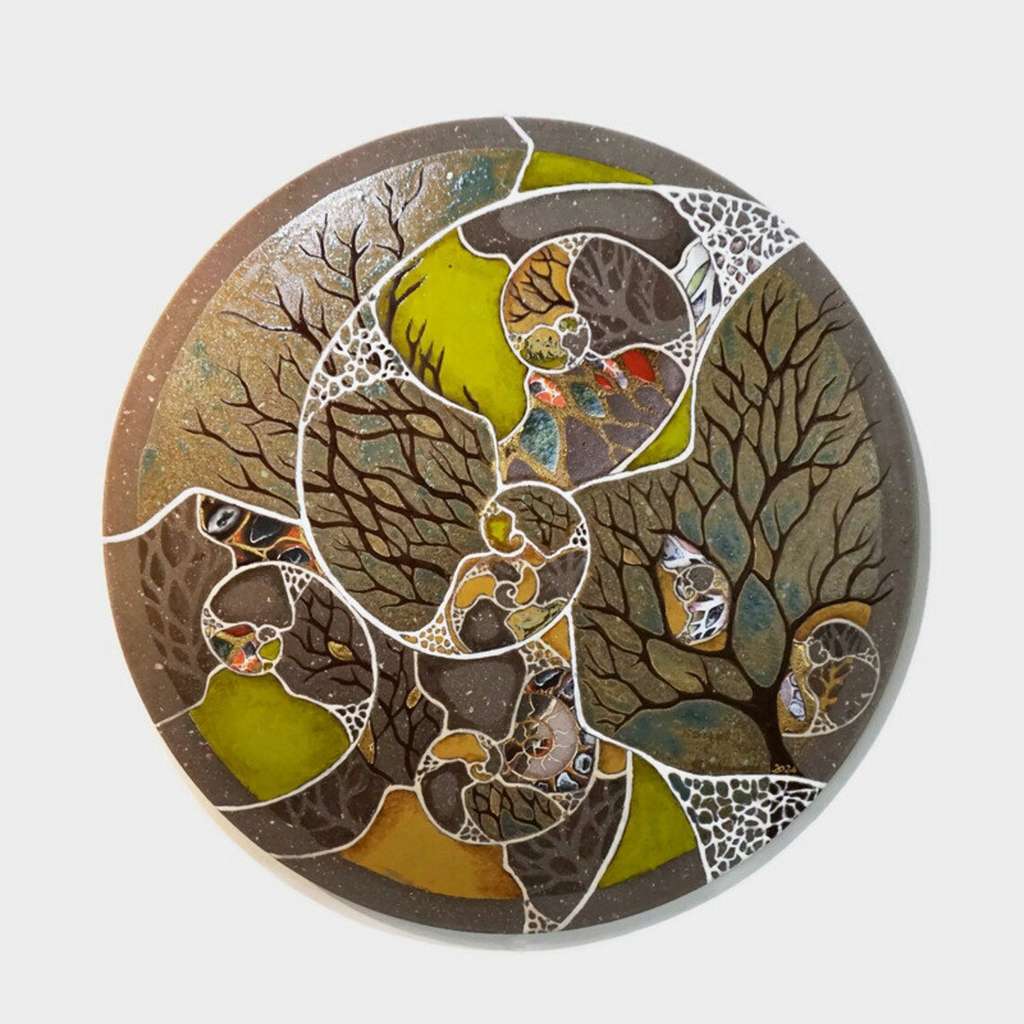 Tableaux Amonite Fractale en lave émaillée