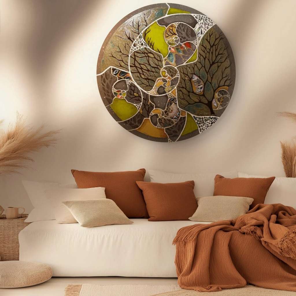 Tableaux en lave émaillée dans salon