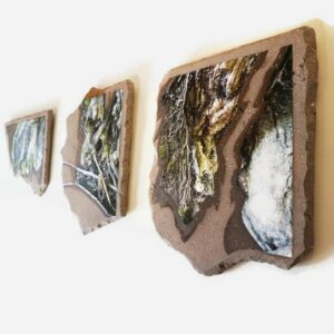 triptyque tableau lave emaillee volcan mangroves veinées