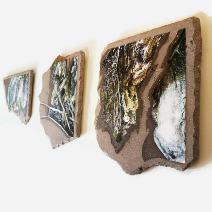 triptyque tableau lave emaillee volcan mangroves veinées